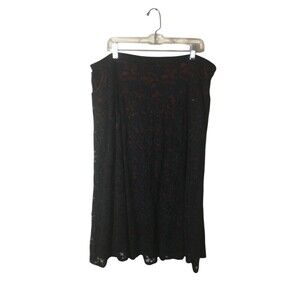 LuLaRoe Elegant Skirt Women's Size 2XL Black Red Layered Sequins
